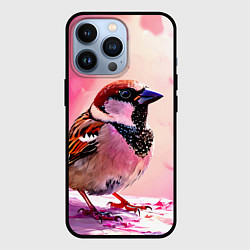 Чехол iPhone 13 Pro Воробей в розовом