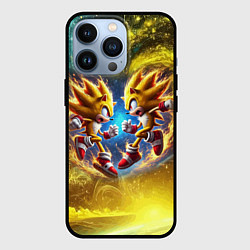 Чехол для iPhone 13 Pro Sonic and Shadow battle in space - movie, цвет: 3D-черный