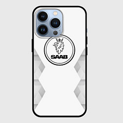 Чехол для iPhone 13 Pro Saab white poly, цвет: 3D-черный