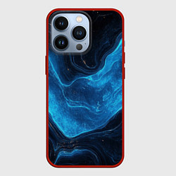 Чехол для iPhone 13 Pro Синяя холодная текстура, цвет: 3D-красный