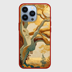 Чехол для iPhone 13 Pro Дерево в японском стиле, цвет: 3D-красный
