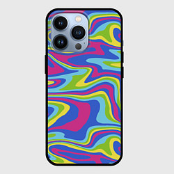 Чехол для iPhone 13 Pro Разноцветная абстракция волны, цвет: 3D-черный