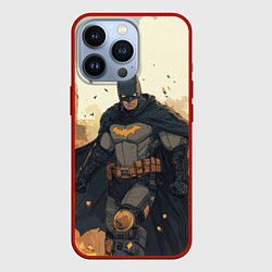 Чехол для iPhone 13 Pro Бэтмен и разрушенный город, цвет: 3D-красный