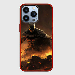 Чехол для iPhone 13 Pro Batman dark city, цвет: 3D-красный