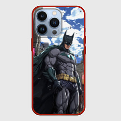 Чехол для iPhone 13 Pro Страж города Бэтмен, цвет: 3D-красный