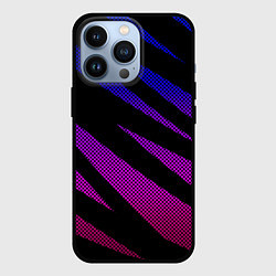 Чехол для iPhone 13 Pro Сине-розовый абстракция с полосами, цвет: 3D-черный