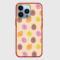 Чехол для iPhone 13 Pro Пасха цветные яйца, цвет: 3D-красный