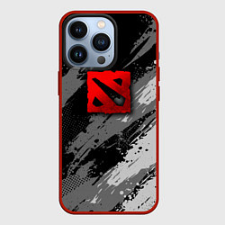 Чехол для iPhone 13 Pro Dota 2 - монохромный серый, цвет: 3D-красный