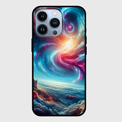 Чехол для iPhone 13 Pro Fantastic neon space landscape - ai art fantasy, цвет: 3D-черный