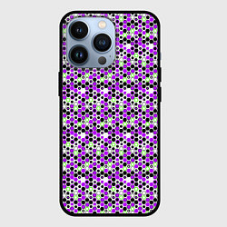 Чехол для iPhone 13 Pro Киберпанк шестиугольники фиолетовые, цвет: 3D-черный