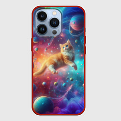 Чехол iPhone 13 Pro Рыжий космический котёнок - неоновое свечение