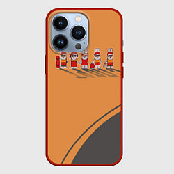 Чехол для iPhone 13 Pro Пять спортивных кроликов, цвет: 3D-красный