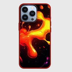 Чехол для iPhone 13 Pro Радужные кляксы на черном фоне, цвет: 3D-красный