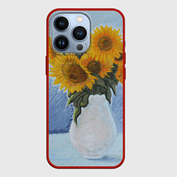 Чехол для iPhone 13 Pro Подсолнухи в вазе, цвет: 3D-красный