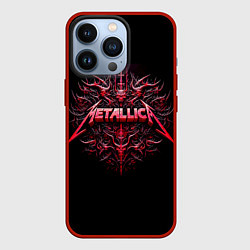 Чехол для iPhone 13 Pro Металлика - геральдический орнамент, цвет: 3D-красный