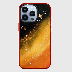 Чехол для iPhone 13 Pro Черно-оранжевая блестящая текстура, цвет: 3D-красный