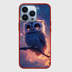 Чехол для iPhone 13 Pro Совушка и полумесяц, цвет: 3D-красный