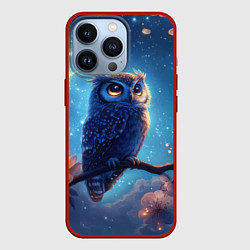 Чехол для iPhone 13 Pro Ночная сова на ветке, цвет: 3D-красный