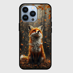Чехол для iPhone 13 Pro Довольный лис в лесной чаще, цвет: 3D-черный