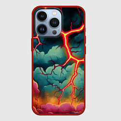 Чехол для iPhone 13 Pro Молнии в виде разлома, цвет: 3D-красный