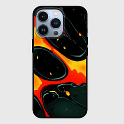 Чехол для iPhone 13 Pro Оранжевые разломы текстура, цвет: 3D-черный