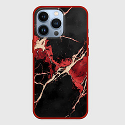 Чехол для iPhone 13 Pro Красно-черная потертая текстура, цвет: 3D-красный
