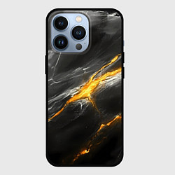 Чехол iPhone 13 Pro Серая текстура с золотым разломом