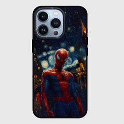 Чехол для iPhone 13 Pro Человек-паук в стиле Ван Гога, цвет: 3D-черный