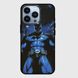 Чехол для iPhone 13 Pro Бэтмен синий город, цвет: 3D-черный