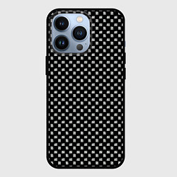 Чехол для iPhone 13 Pro Чёрный с белыми штрихами паттерн, цвет: 3D-черный