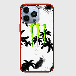 Чехол для iPhone 13 Pro Monster energy пальмы, цвет: 3D-красный