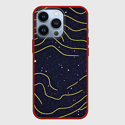 Чехол для iPhone 13 Pro Абстракция золотых линий текстура, цвет: 3D-красный
