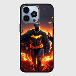 Чехол для iPhone 13 Pro Бэтмен - летучие мыши и огонь, цвет: 3D-черный