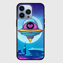 Чехол для iPhone 13 Pro Нло с сердечком внутри, цвет: 3D-черный