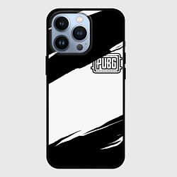 Чехол для iPhone 13 Pro PUBG черно белые краски, цвет: 3D-черный