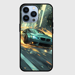 Чехол для iPhone 13 Pro Зеленая BMW огонь под колесами, цвет: 3D-черный