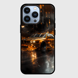 Чехол для iPhone 13 Pro Желтый БМВ в огне, цвет: 3D-черный