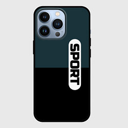 Чехол для iPhone 13 Pro Sport чёрно-синий с белым, цвет: 3D-черный