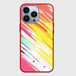 Чехол для iPhone 13 Pro Брызги краски на белом фоне, цвет: 3D-красный