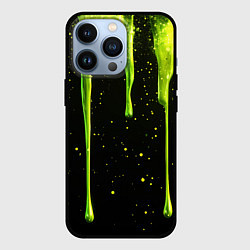 Чехол для iPhone 13 Pro Зеленая стекающая слизь, цвет: 3D-черный
