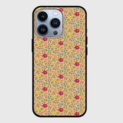 Чехол для iPhone 13 Pro Паттерн векторные цветочки, цвет: 3D-черный