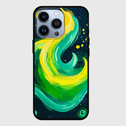 Чехол для iPhone 13 Pro Желто-зеленая краска текстура, цвет: 3D-черный