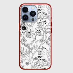 Чехол для iPhone 13 Pro Птицы Сирин, цвет: 3D-красный