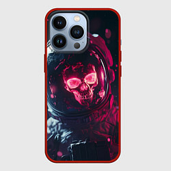 Чехол iPhone 13 Pro Красный череп в скафандре космонавта