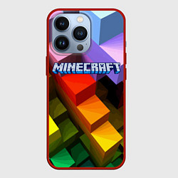 Чехол для iPhone 13 Pro Minecraft - pattern, цвет: 3D-красный