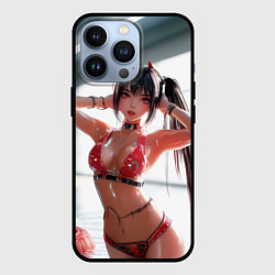 Чехол для iPhone 13 Pro Девушка с рожками в бассейне, цвет: 3D-черный