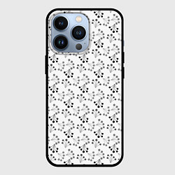 Чехол iPhone 13 Pro Черно белый ягодный узор ретро