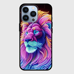 Чехол для iPhone 13 Pro Космический неоновый лев - нейроарт фантазия, цвет: 3D-черный
