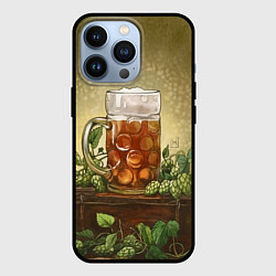 Чехол для iPhone 13 Pro Кружка пива акварель, цвет: 3D-черный