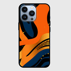 Чехол для iPhone 13 Pro Леопардовый с синим и оранжевым, цвет: 3D-черный